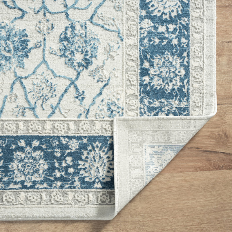 Bungalow Rose Machine Woven Light Gray/Blue Rug Wayfair